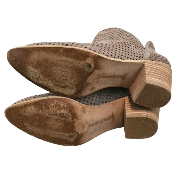 Lucky brand Tan Perforated Suede Ankle Booties Women's Size‎ 8.5 - Picture 7 of 8